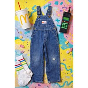 Vintage McKids Sears Denim Overalls Blue Cotton 2T 90s Distressed 74825 D/29